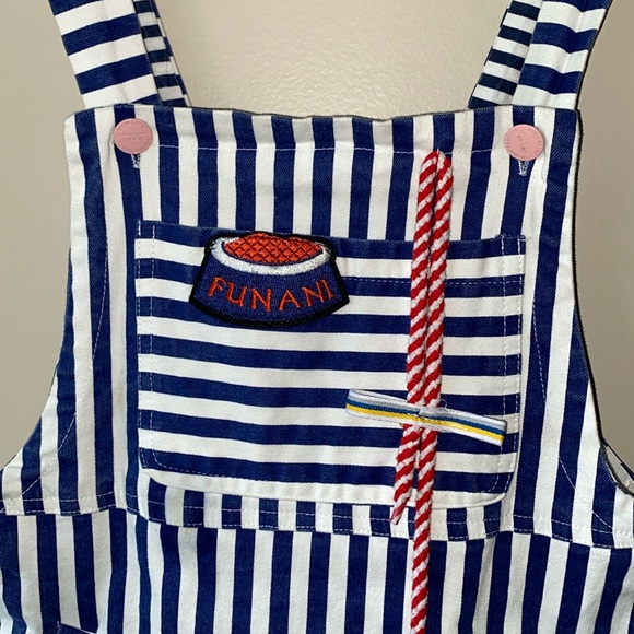 Kikot Prorsum Blue and White Striped Overalls with Dog - Picture 2 of 14